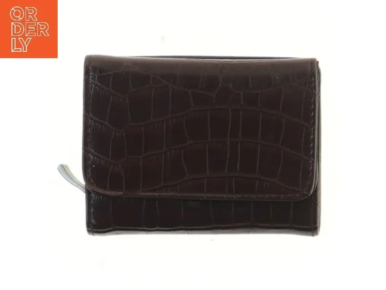 Billede 1 - Brun pung i krokodillemønster (str. 11x8,5 cm)