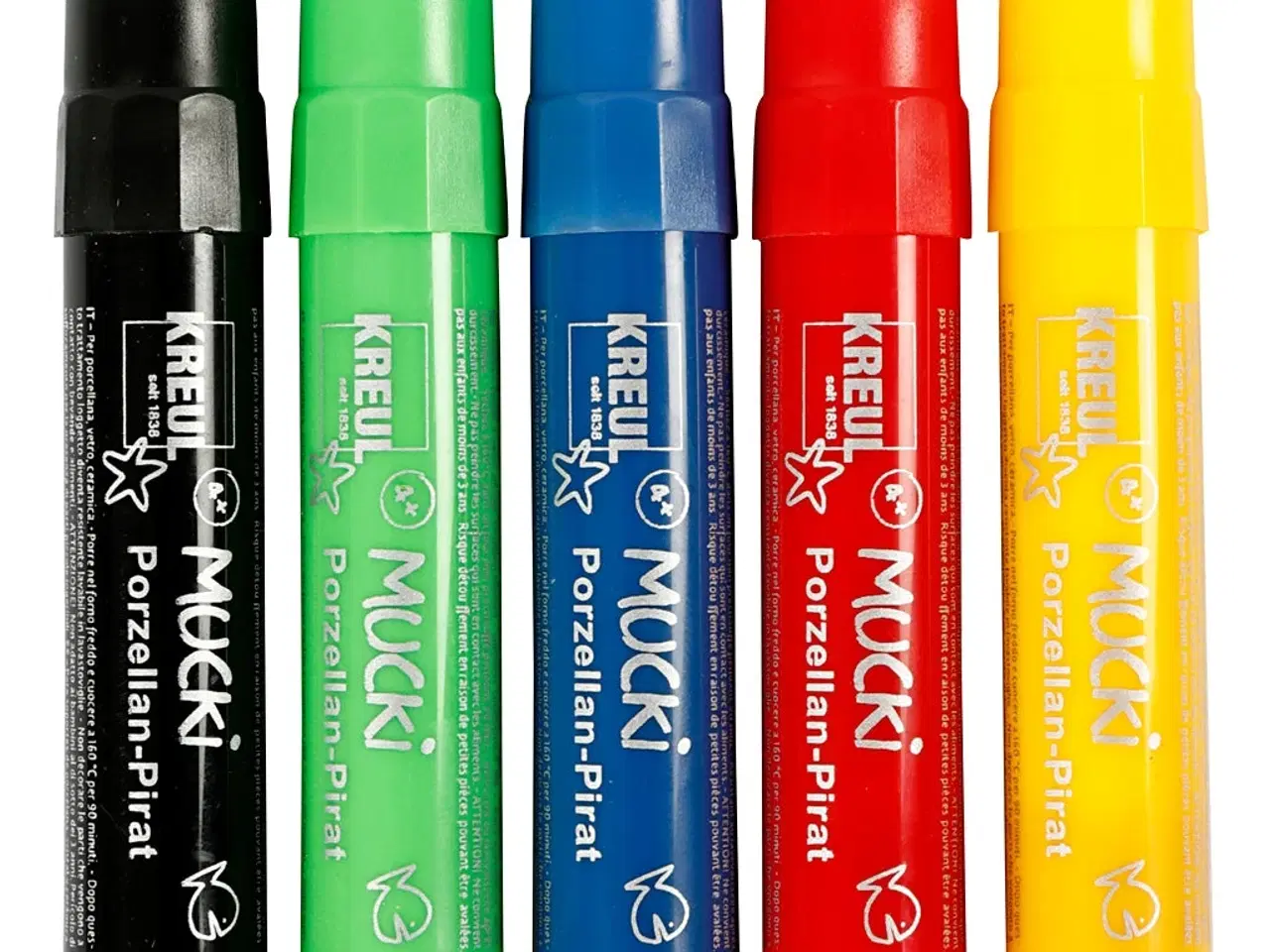 Billede 1 - Mucki Glas- og Porcelænstusch, 5 stk. Ass. Farver