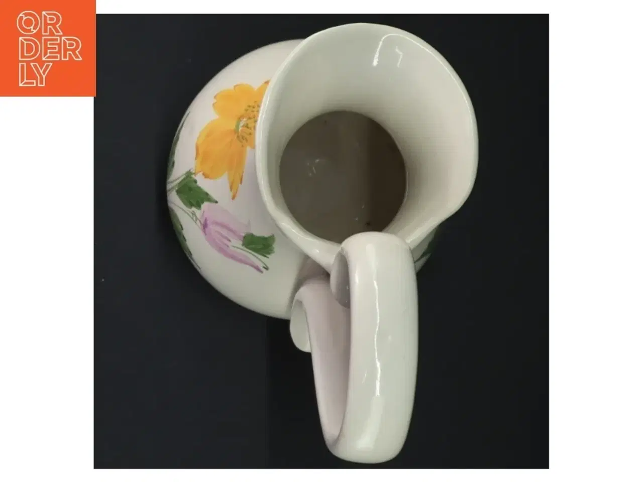 Billede 3 - Keramikkande med blomstermotiv (str. K. 23 cm. ø. 13 cm)