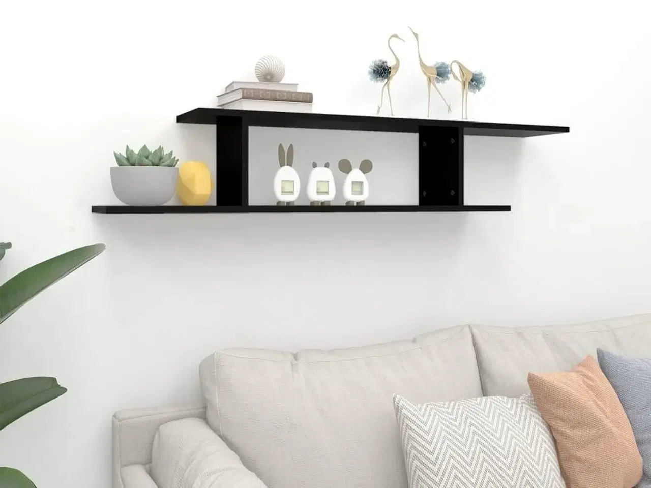 Billede 3 - Væghængt tv-hylde 125x18x23 cm konstrueret træ sort