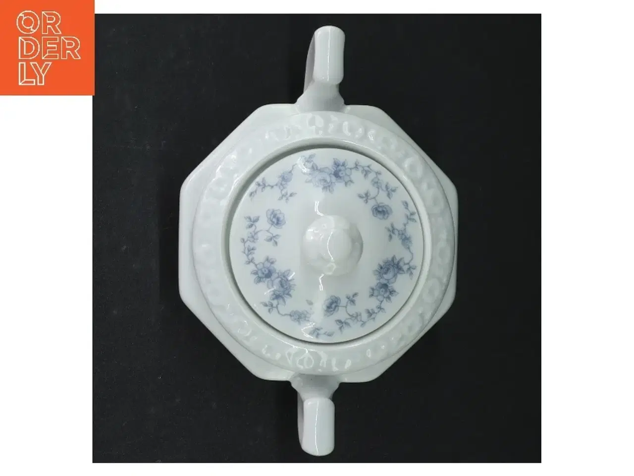 Billede 2 - Sukkerskål med låg og blomstermotiv fra Rosenthal (str. H. 10,5 cm. b. 16 cm)