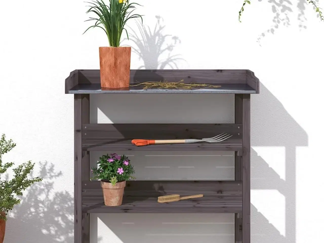 Billede 3 - Plantebord med hylder 78x38x82,5 cm massivt grantræ