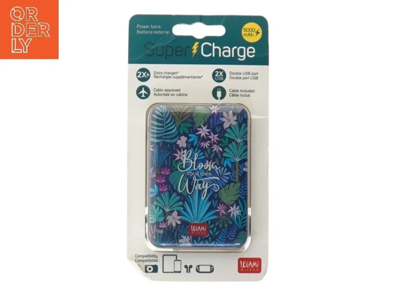 Billede 1 - Powerbank med blomstermønster