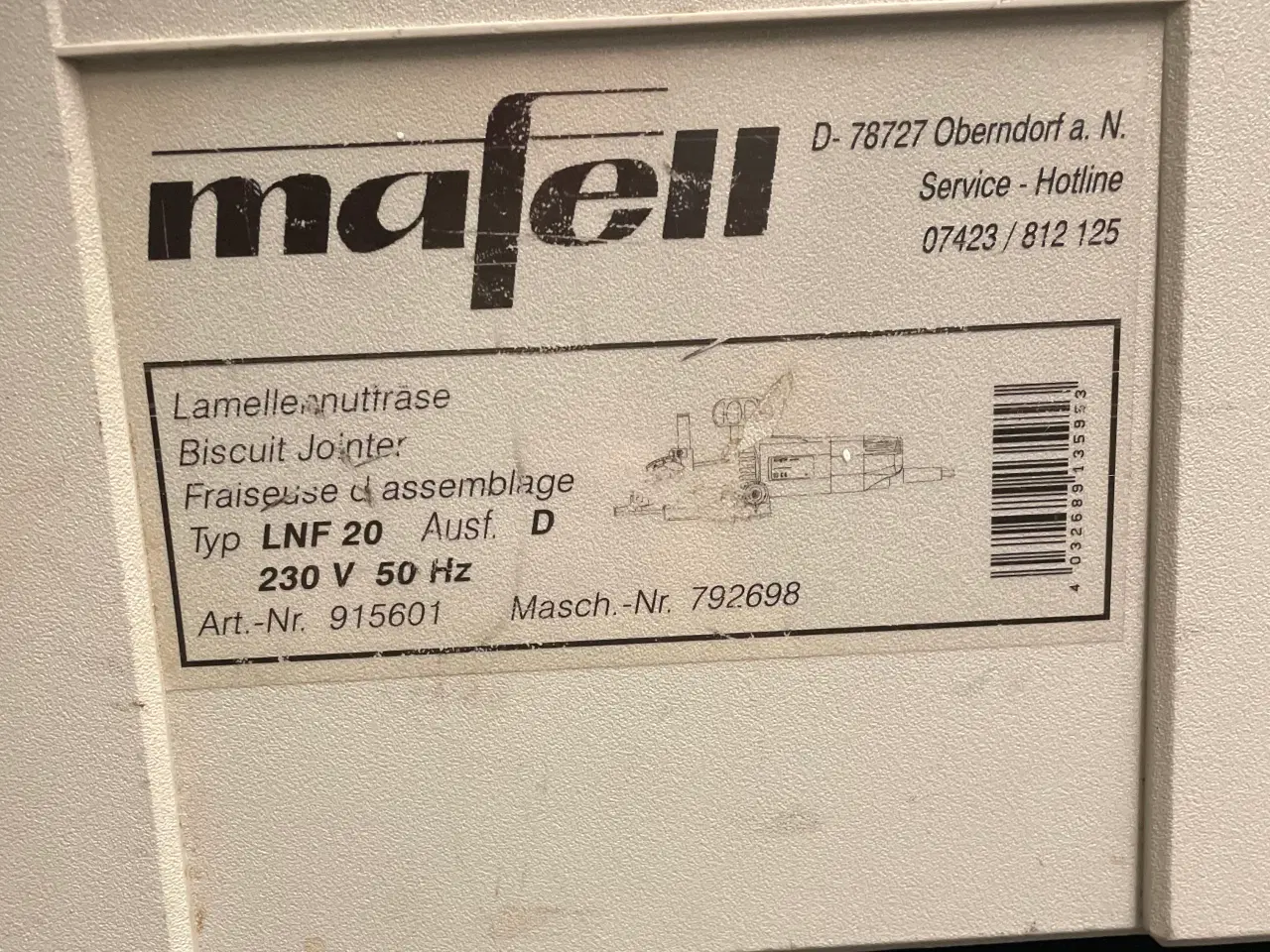 Billede 1 - Mafell LNF20 Biscuit Jointer/ Kikse maskine