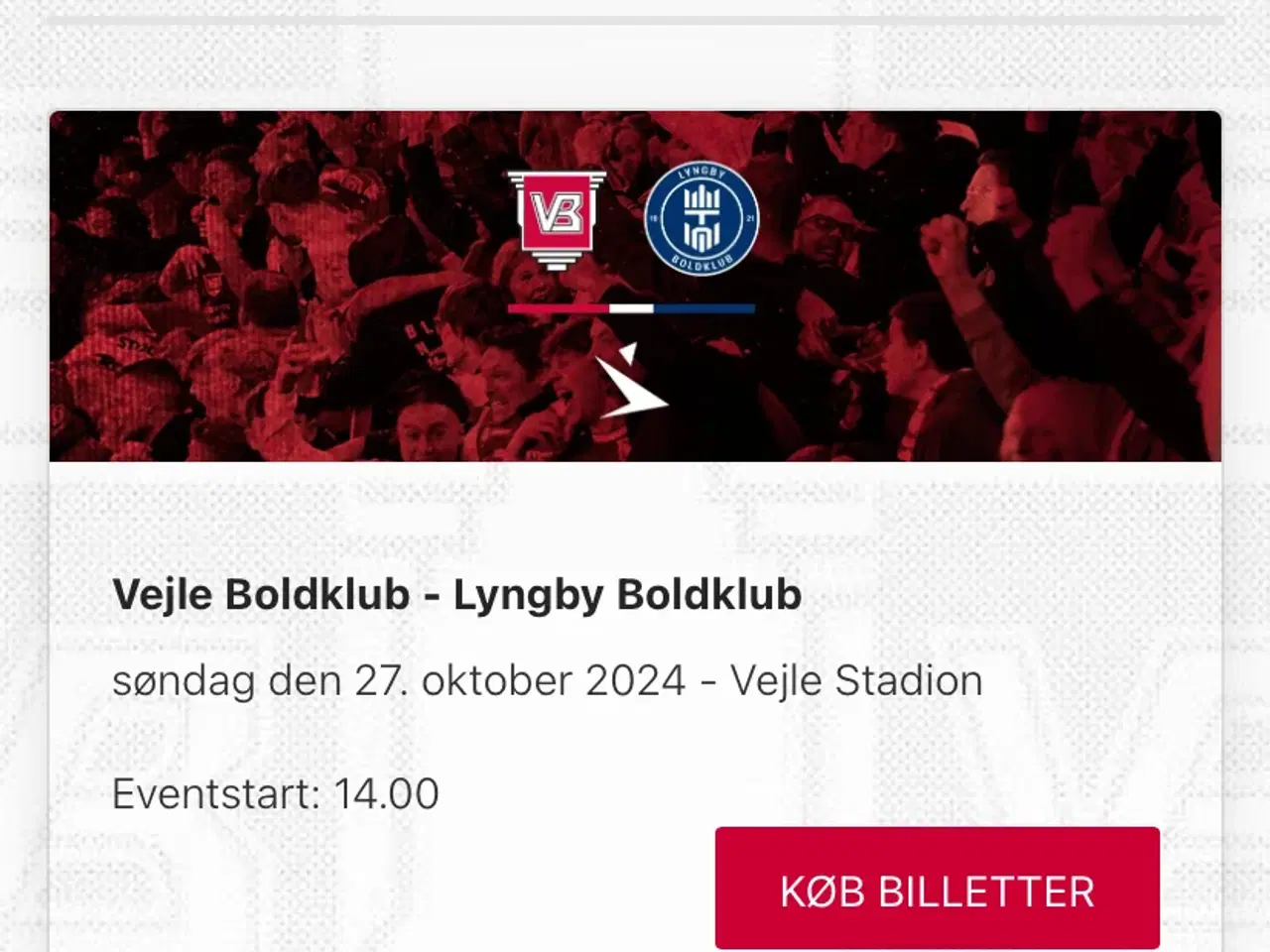 Billede 1 - Vejle Boldklub - Lyngby BK billetter