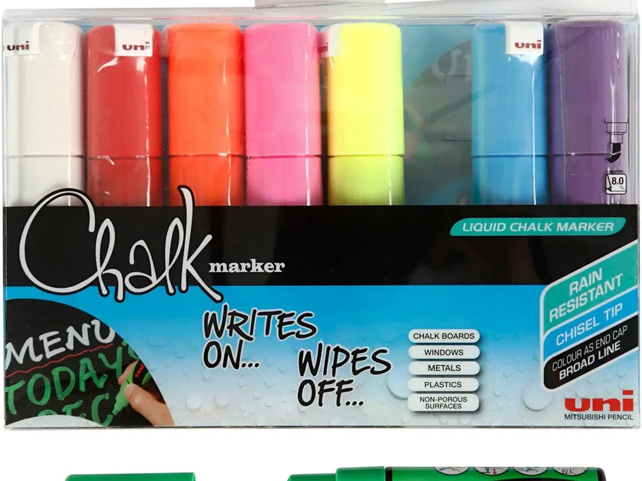 Billede 1 - Chalk Marker, streg 8 mm, ass. farver, 8stk./ 1 pk.