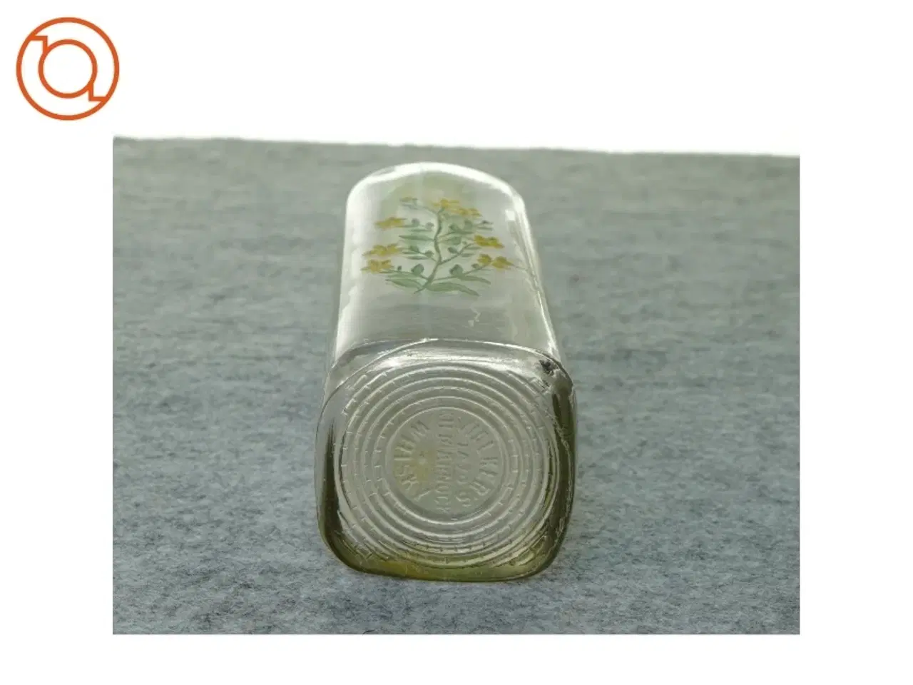 Billede 5 - Gammel flaske vase med blomstermotiv (str. 27 x 7 cm)