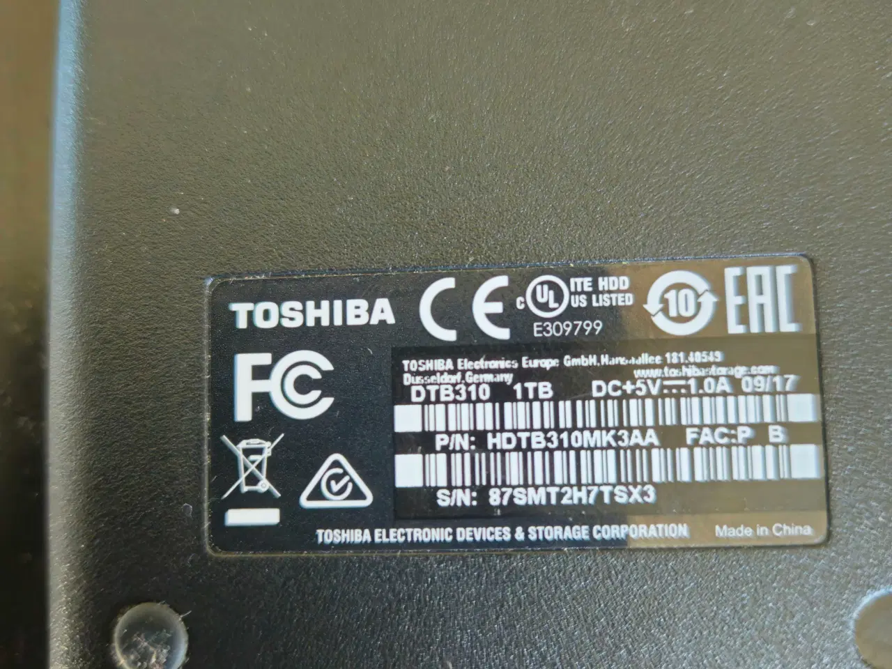 Billede 1 - Toshiba Canvio Basics 1TB ekstern harddisk