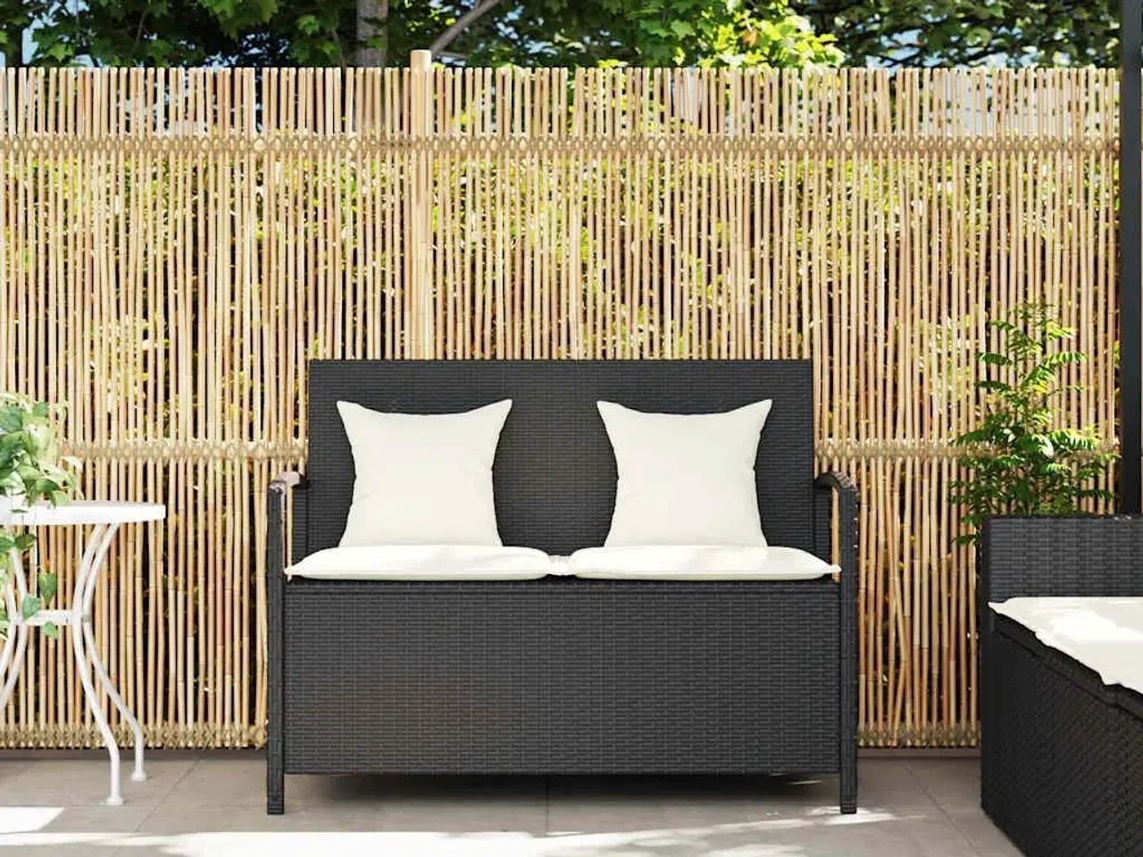 Billede 3 - Opbevaringsbænk til haven med hynde polyrattan sort