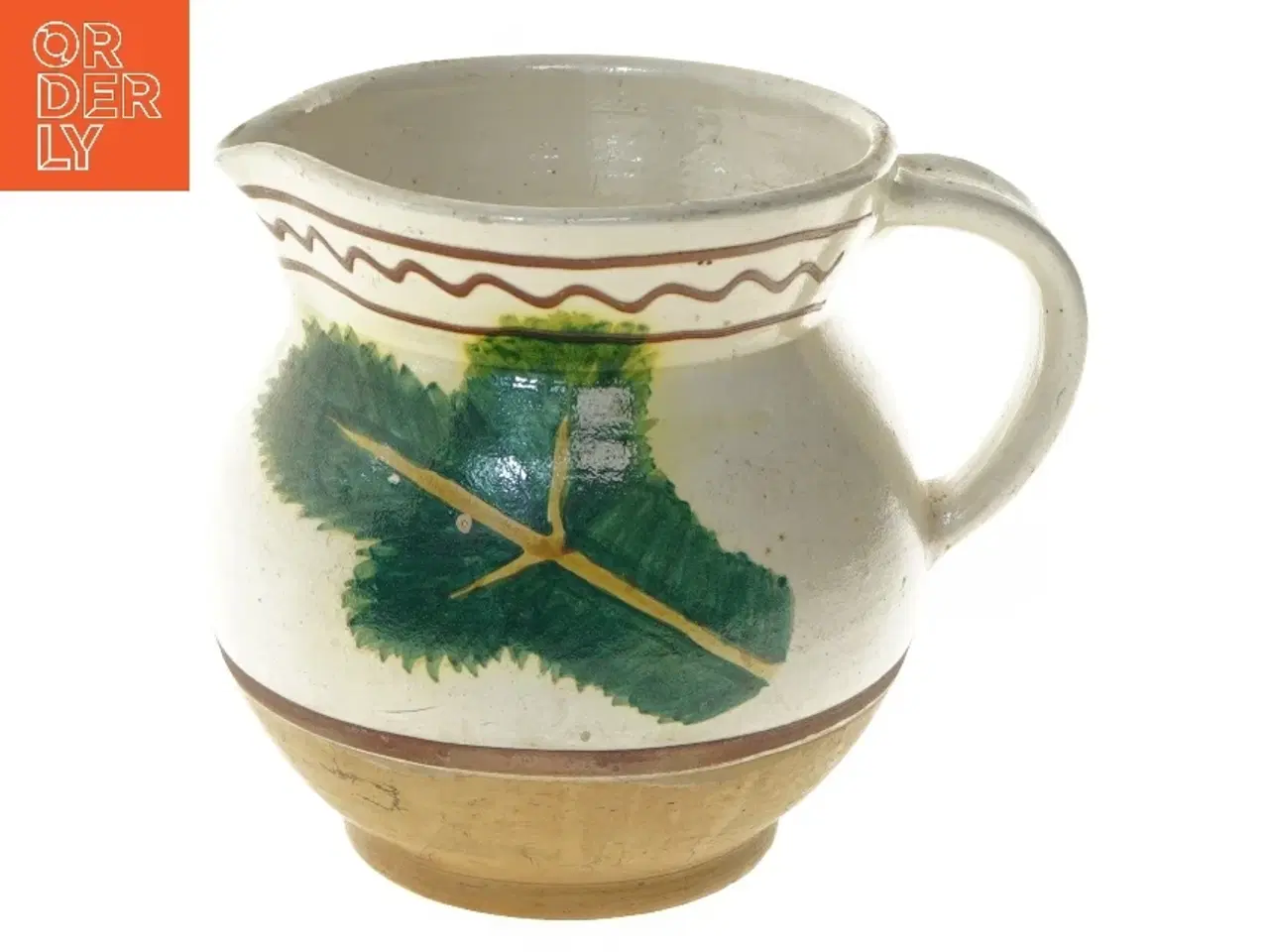 Billede 1 - Dekorativ kande med bladmønster (str. 13,5x16 cm) fra Munk Holte