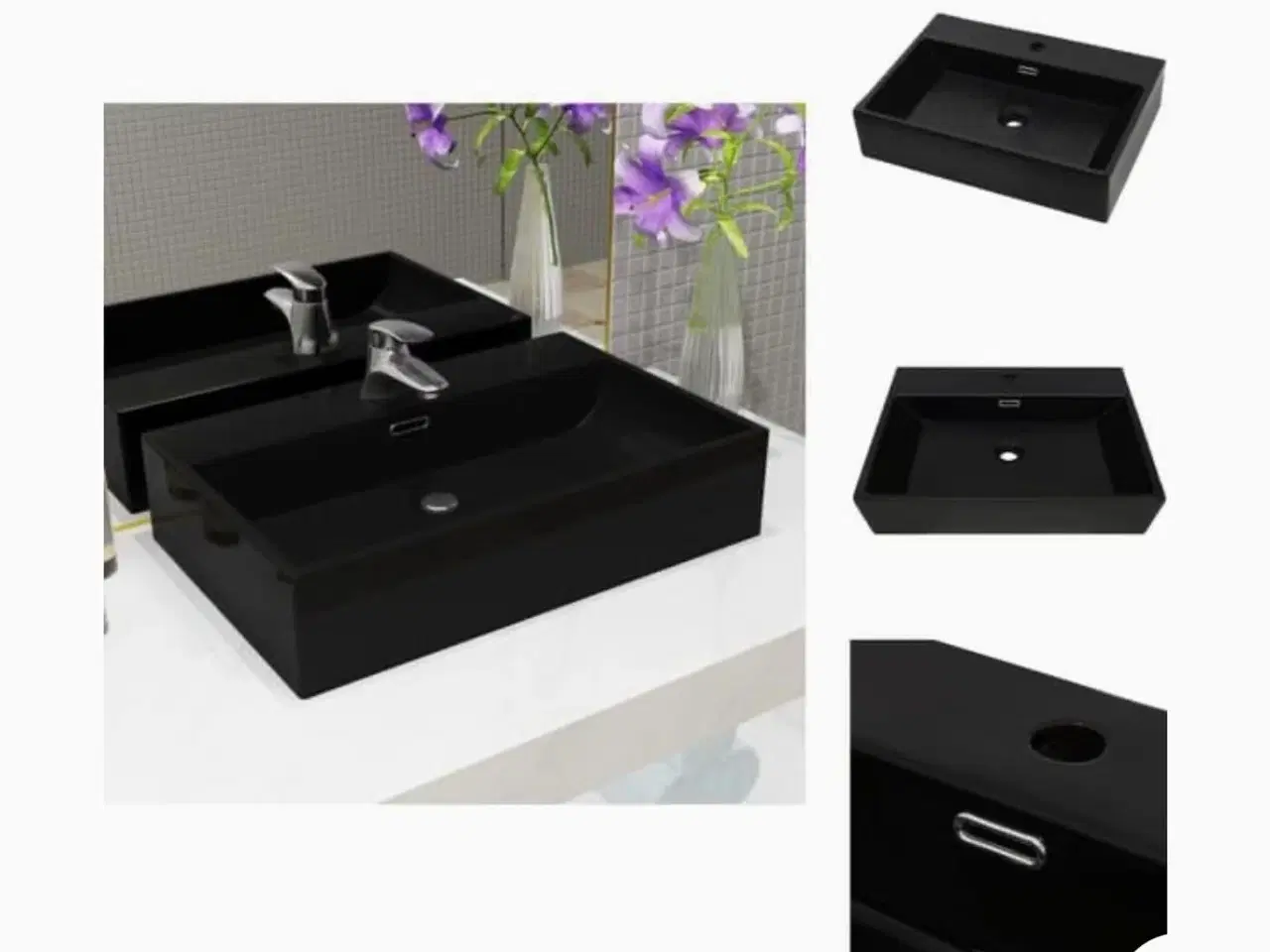 Billede 2 - Flot Sort håndvask med guld armatur