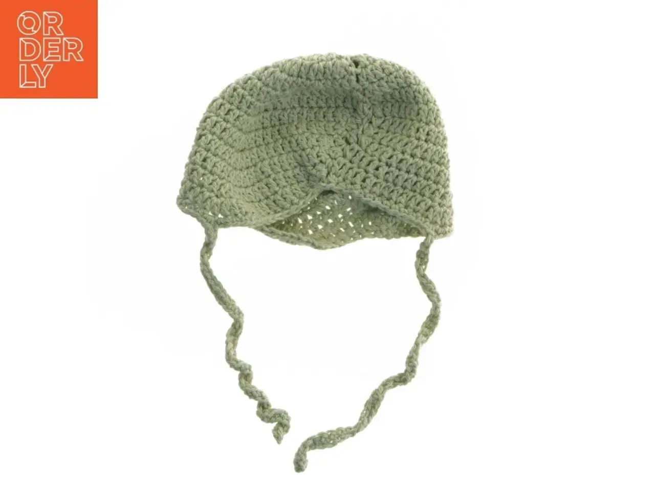 Billede 1 - Strikket babyhue med snore (str. 14x11 cm)