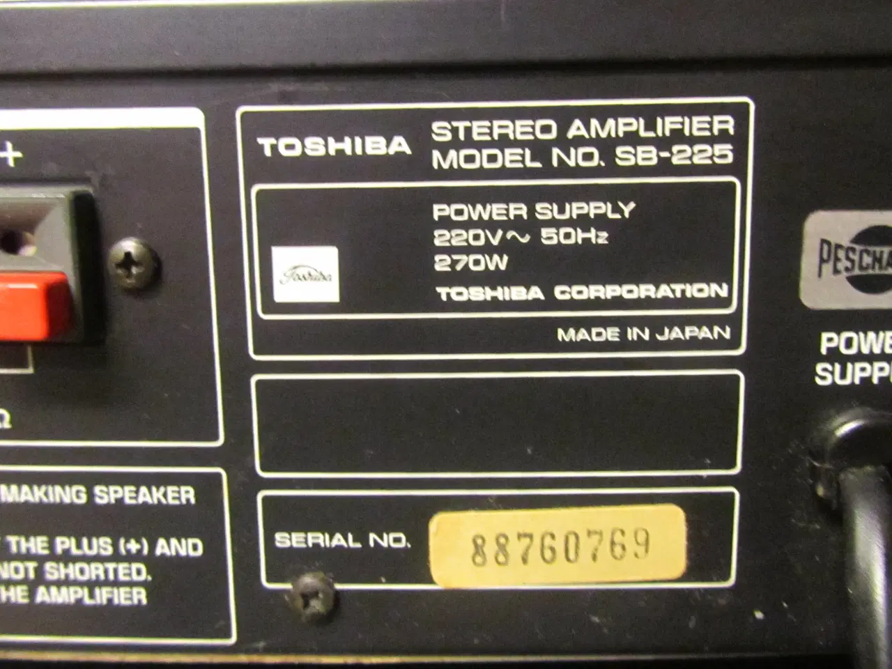 Billede 5 - TOSHIBA  SL225 INTEGRERET  FORSTÆRKER
