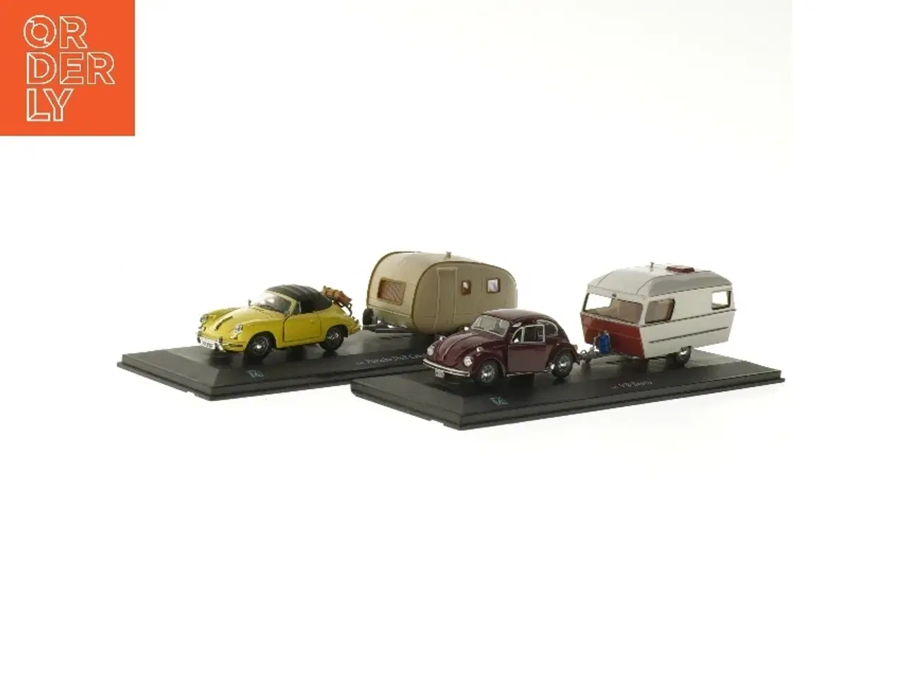 Billede 1 - Modelbiler med campingvogne (str. 26,5x9 cm)