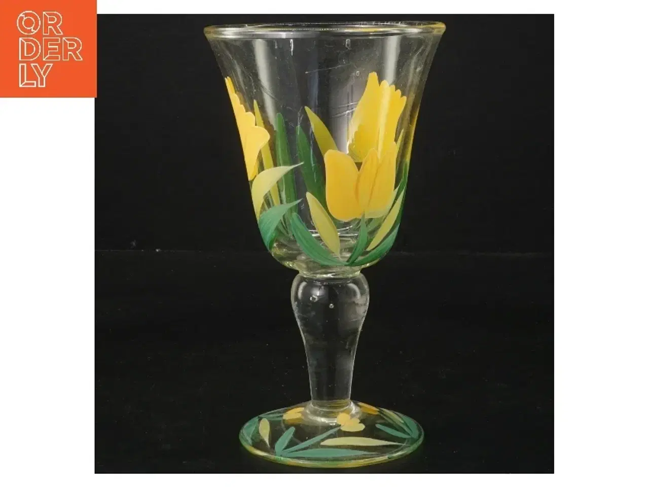 Billede 1 - Dekorativ vinglas med blomster (str. 18 cm)