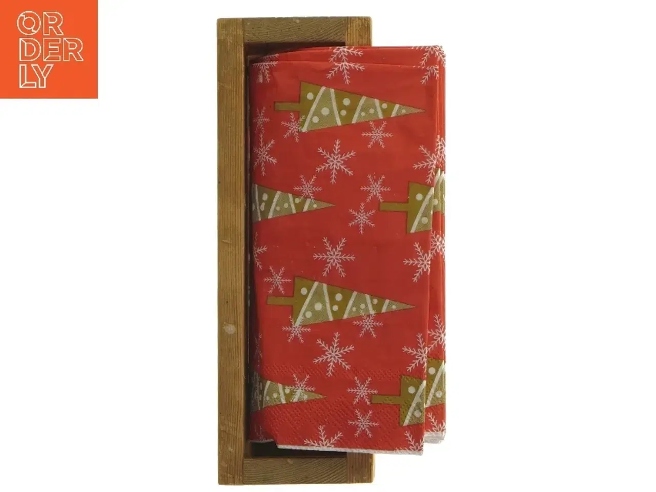 Billede 5 - Træserviet holder med juleservietter (str. 10,5x7x20 cm)
