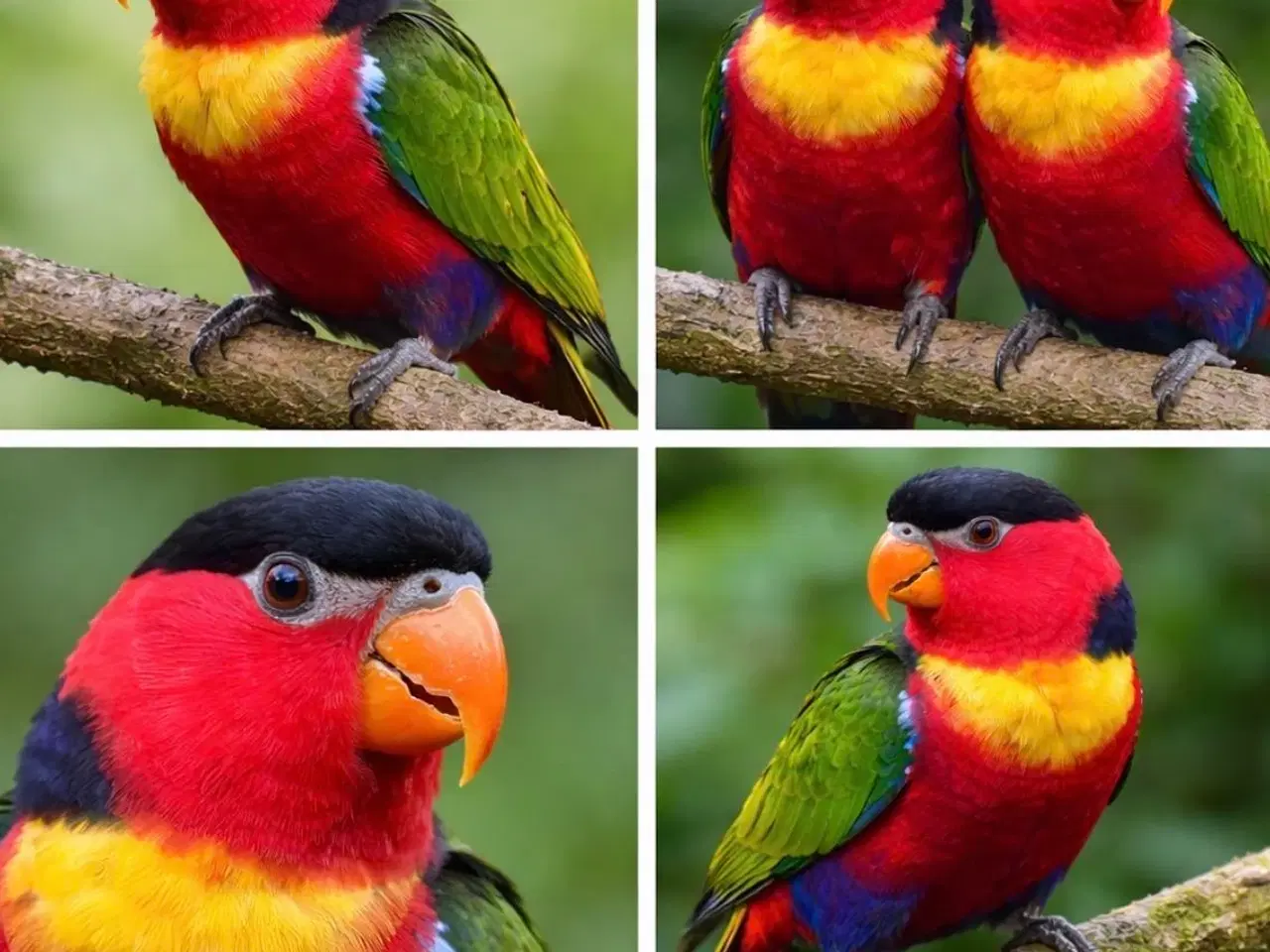 Billede 4 - mange lorier med grønne skuldre og sorte hoveder