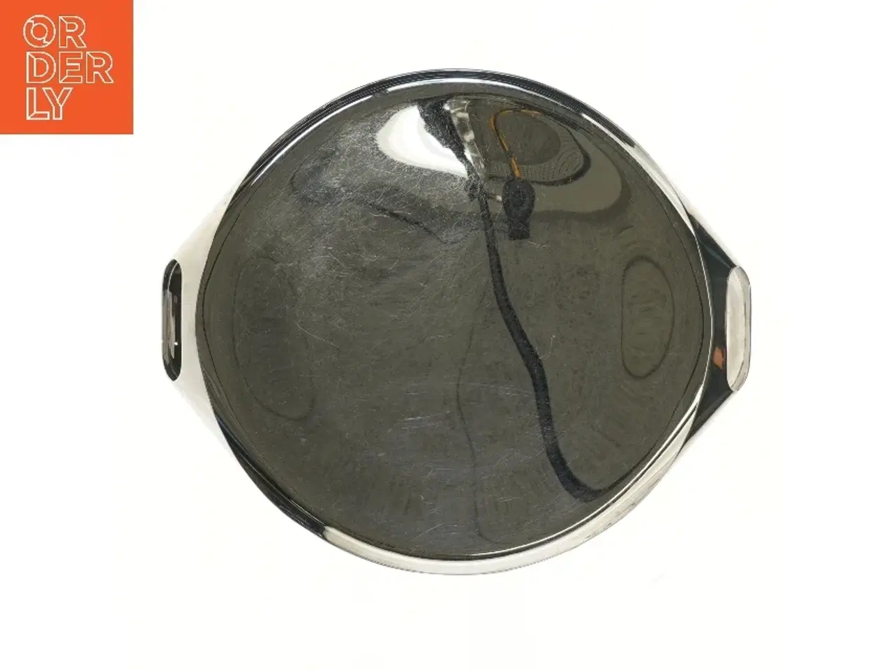 Billede 1 - Rund serveringsbakke i stål fra Georg Jensen (str. Ø 33 cm)