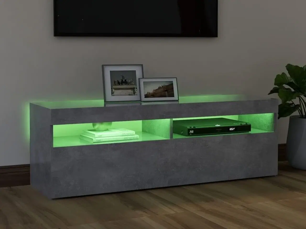 Billede 5 - Tv-bord med LED-lys 120x35x40 cm betongrå