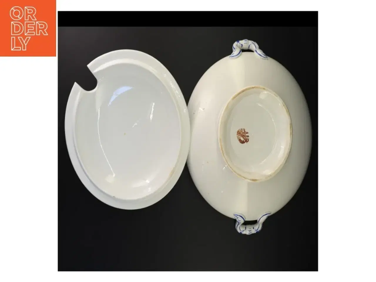 Billede 5 - Hvid og blå porcelænssuppe terrin (str. 29 cm)