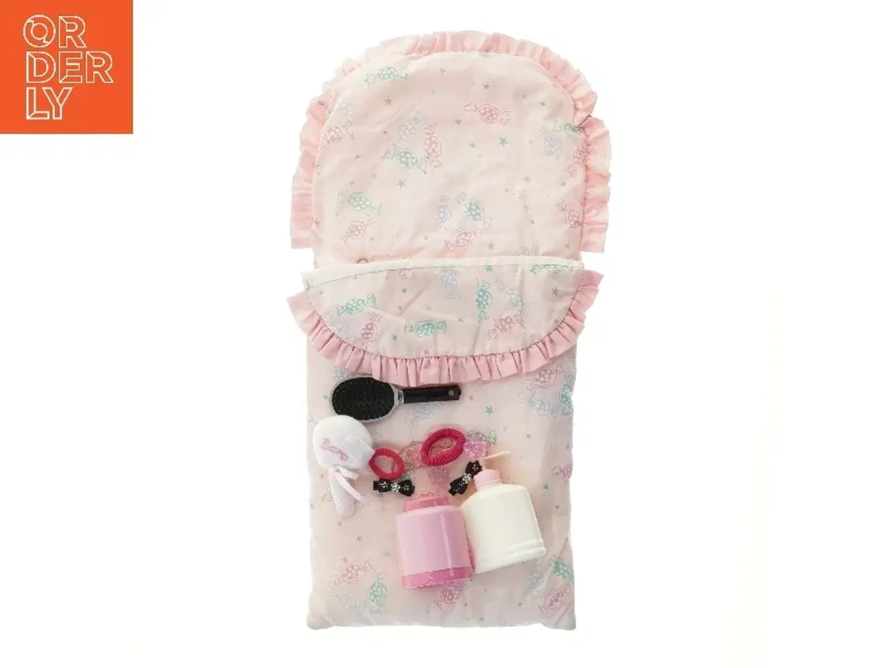 Billede 1 - Dukke tilbehør sæt med lyserød sovepose (str. 61x26,5 cm)