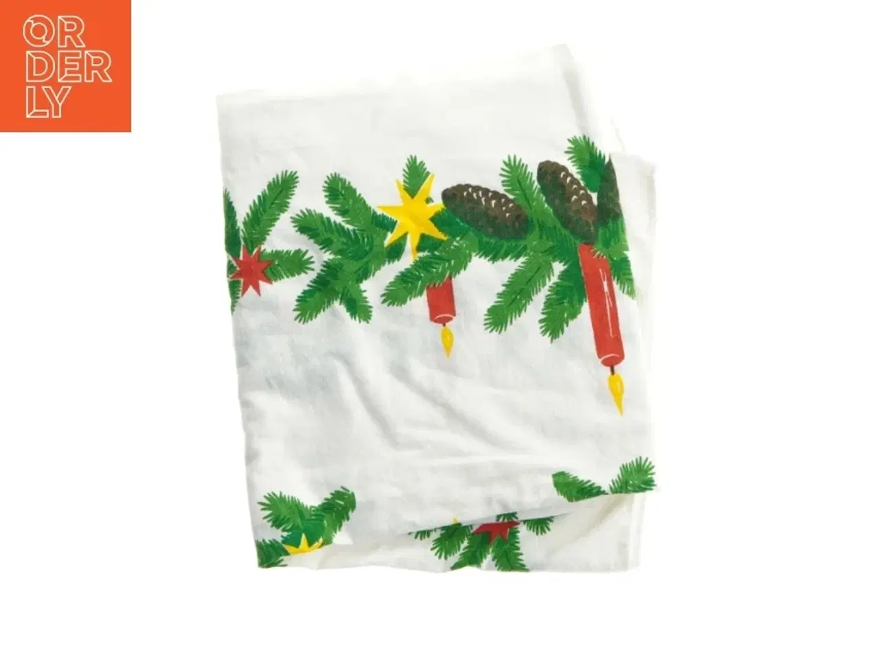 Billede 2 - Juledug med tryk af gran og stjerner (str. 120x110 cm)