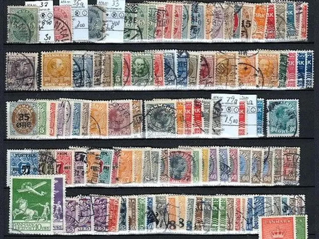 Billede 1 - Danmark. 195 forskellige bogtryksmærker. AFA 19200