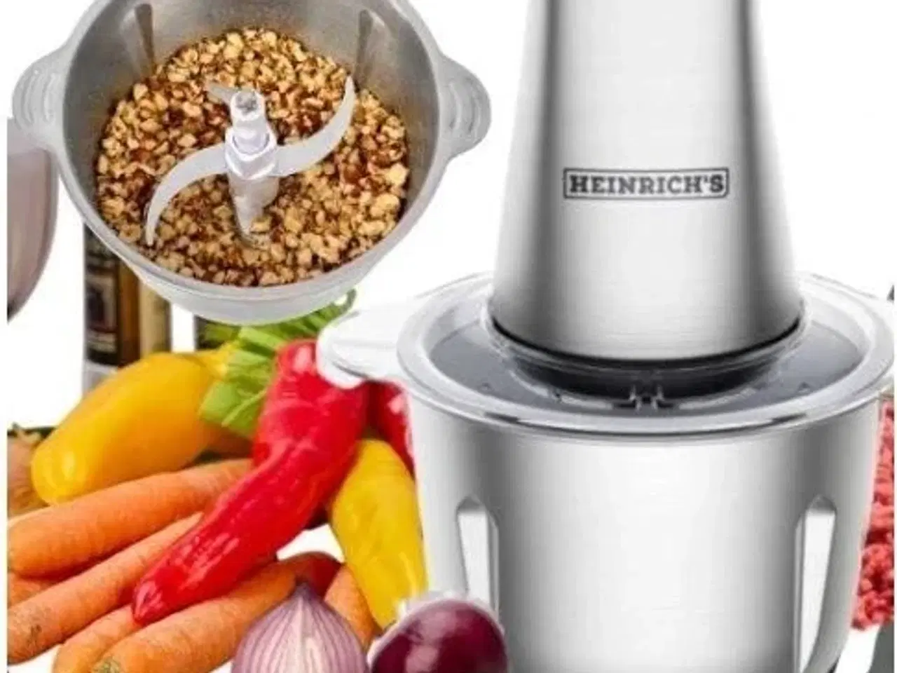 Billede 1 - Foodprocessor/mini-hakker HEINRICH'S – 2 l skål, 500 W, isknusning