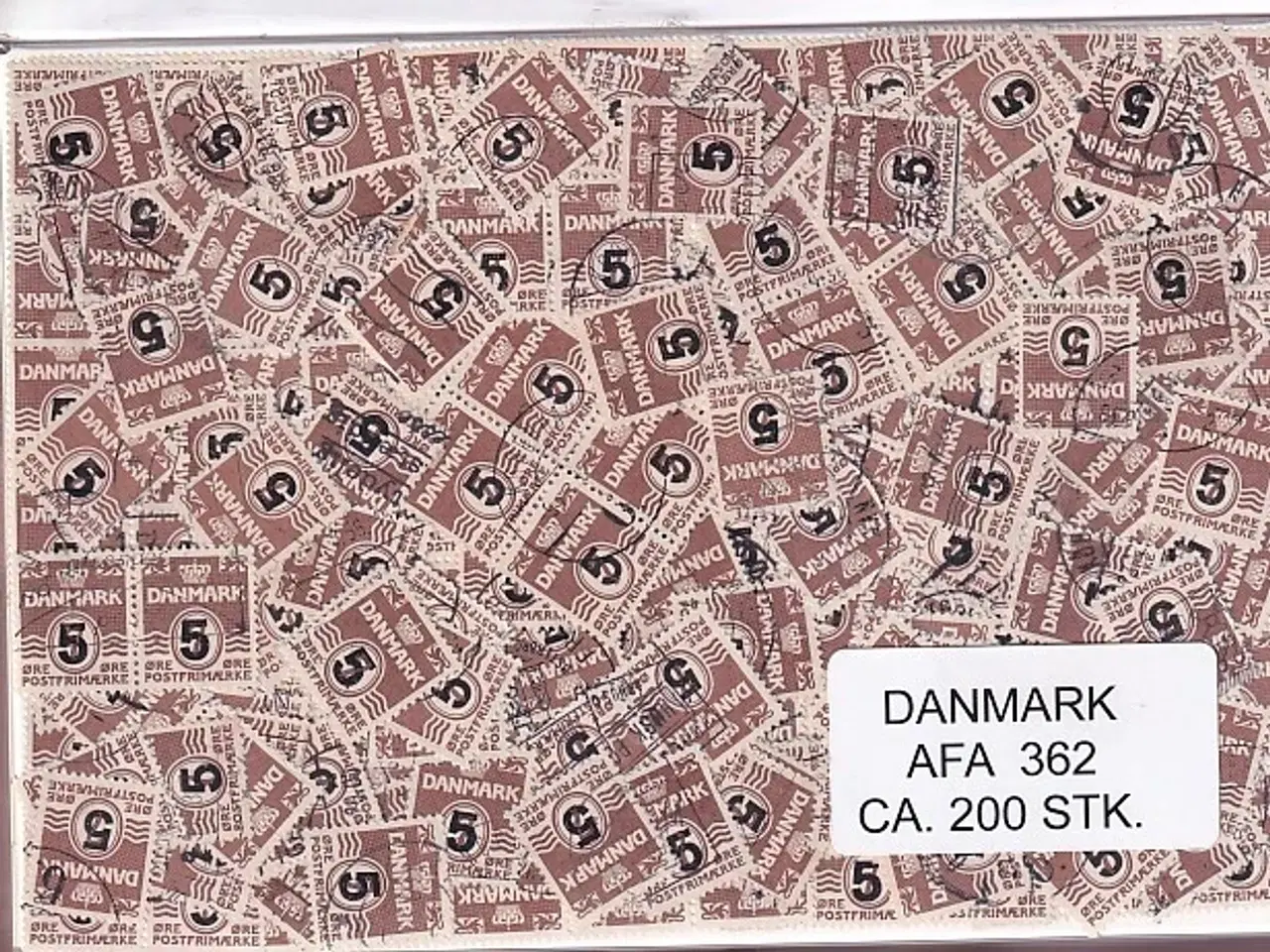 Billede 1 - Danmark 200 stk Afa 362 Stemplet/ustemplet.