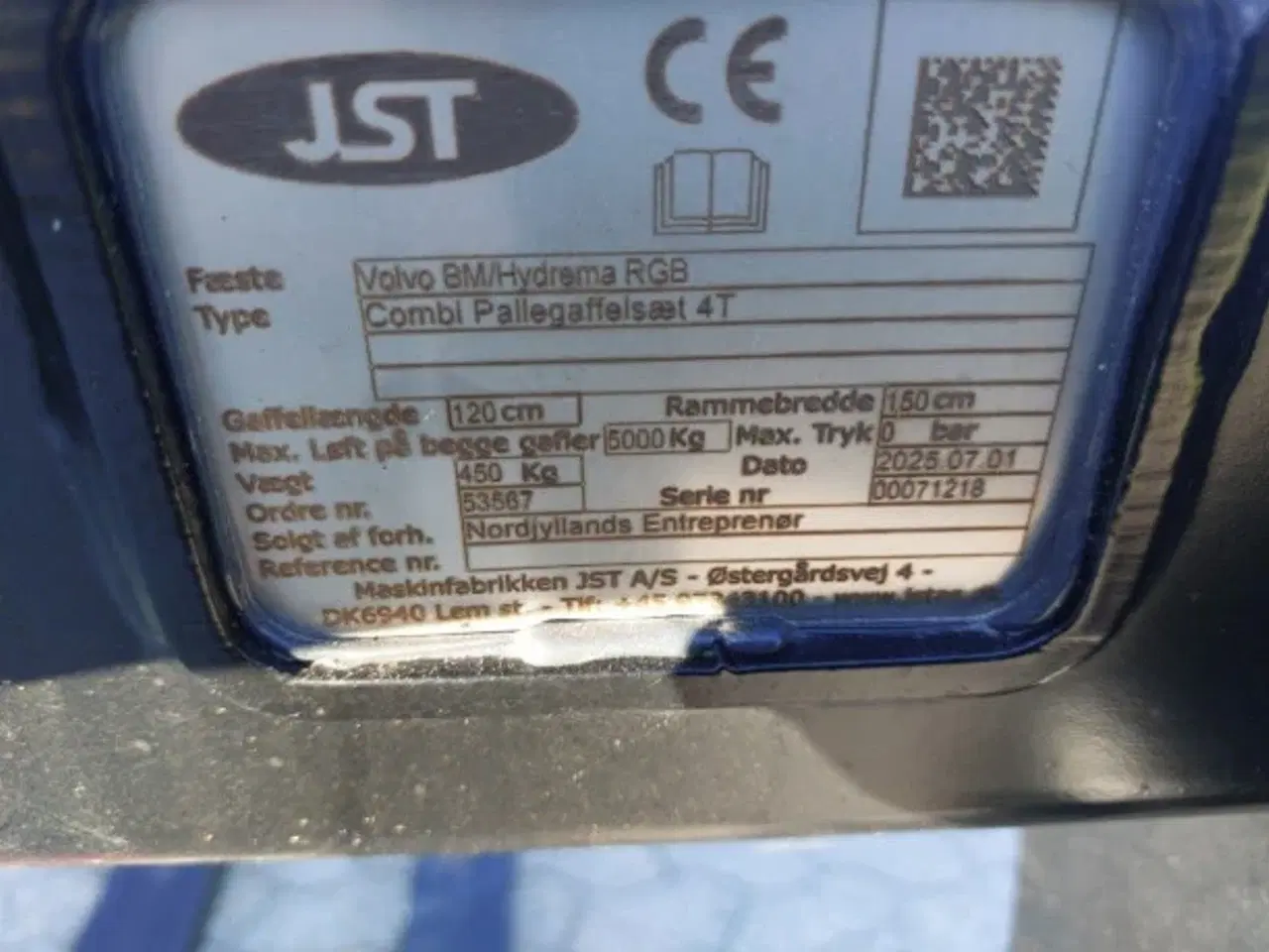 Billede 4 - JST 5 tons combi pallegafler Volvo BM til Hydrema