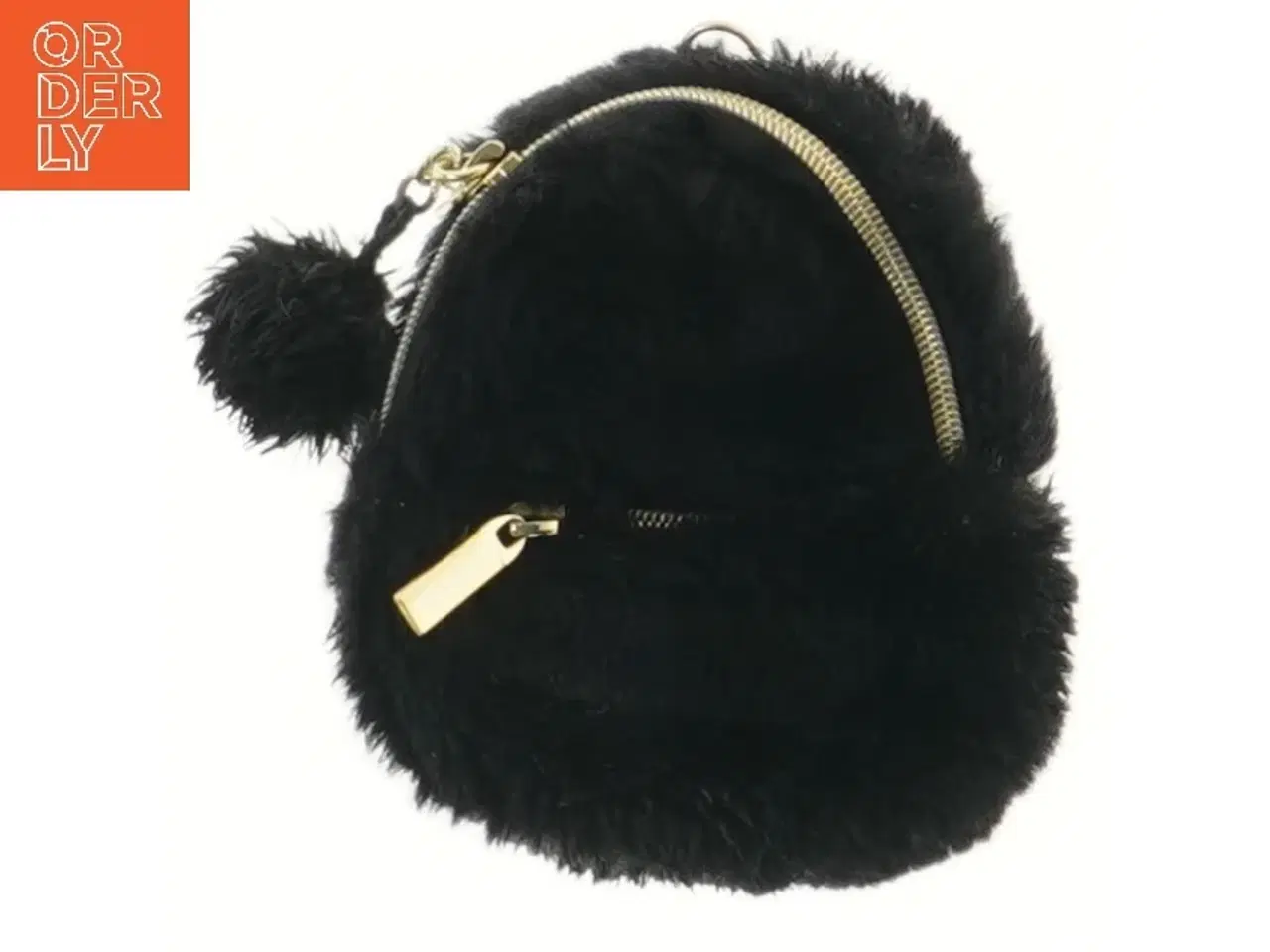 Billede 1 - Lille sort plyspung til dukke eller bamse.(str. 12x10 cm)