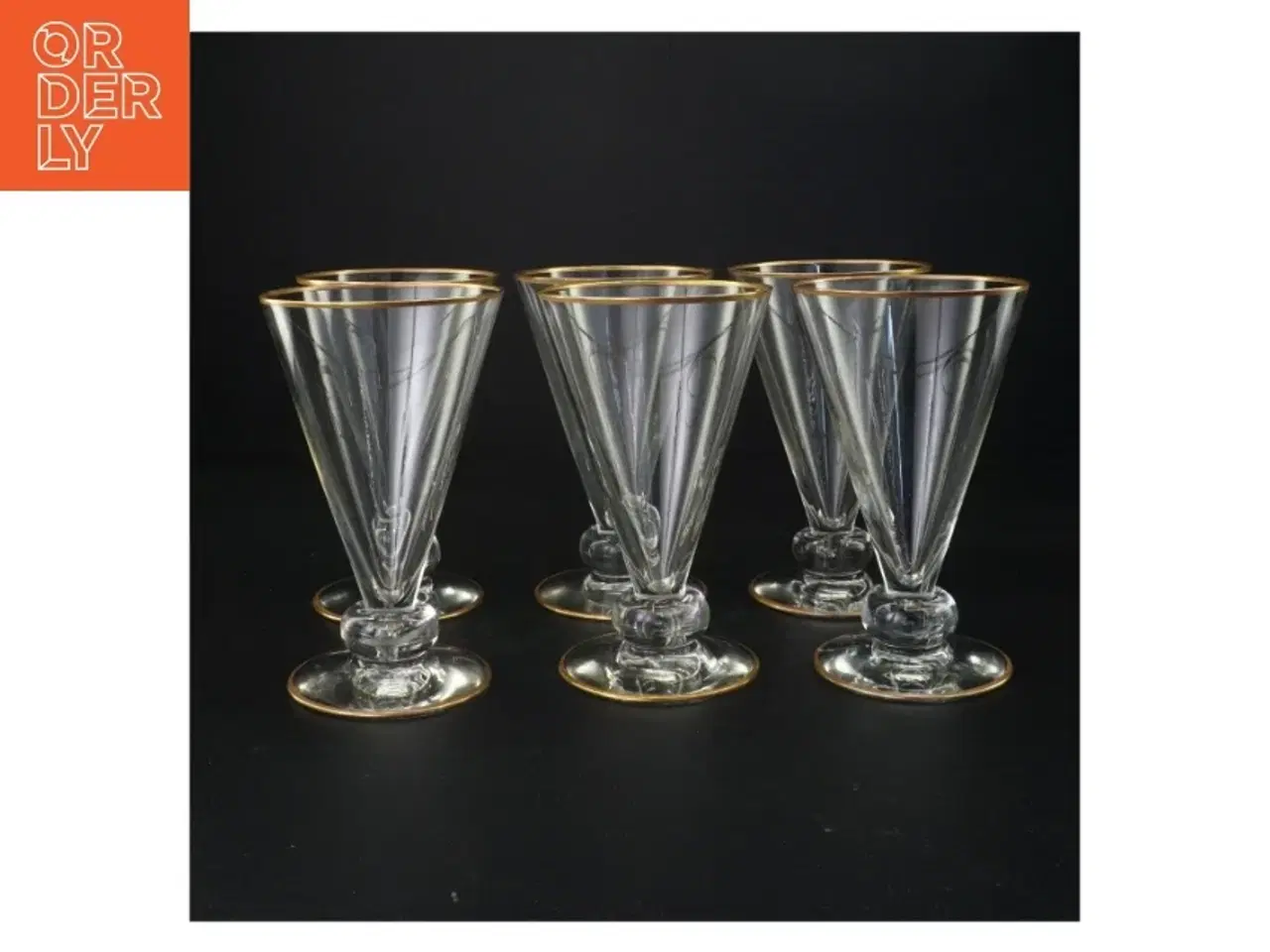Billede 1 - Vintageglas med guldkant (str. 16 x 9 cm)