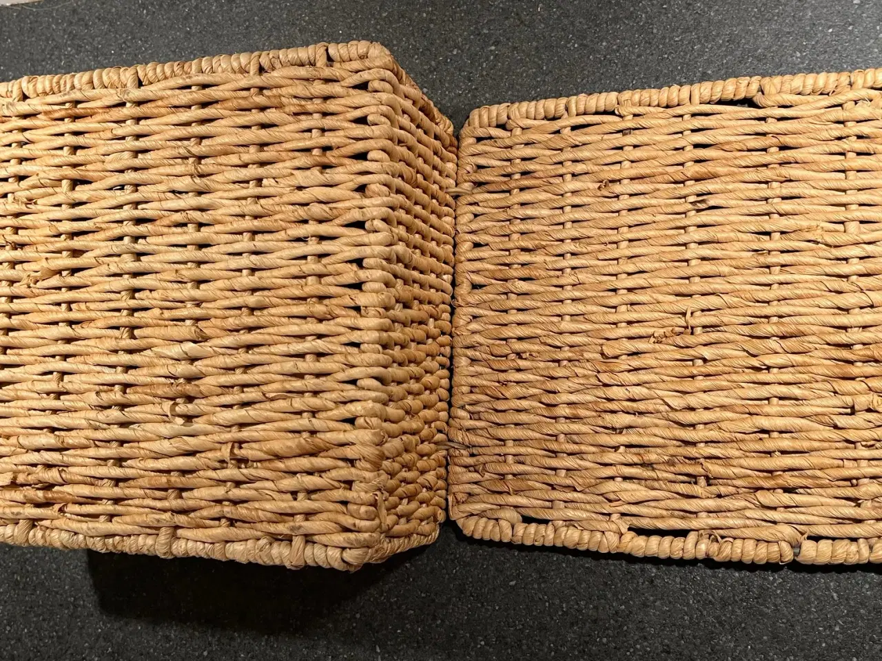 Billede 4 - Flettet opbevaringskurv med låg naturfarvet