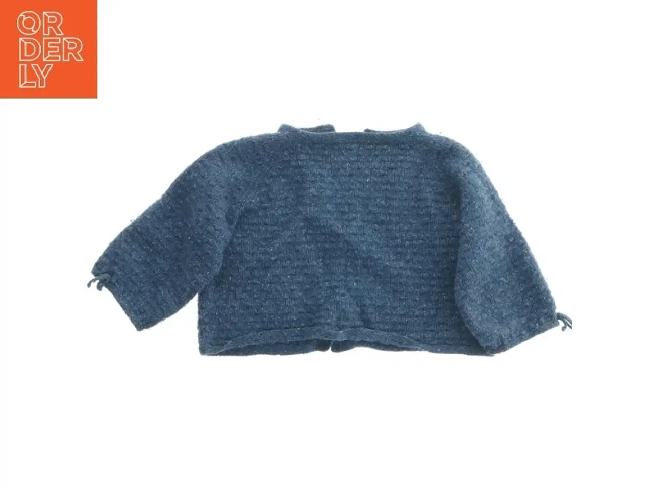 Billede 3 - Blå strik cardigan til barn i ren uld (str. Bryst, 30 cm. længde 25. cm)