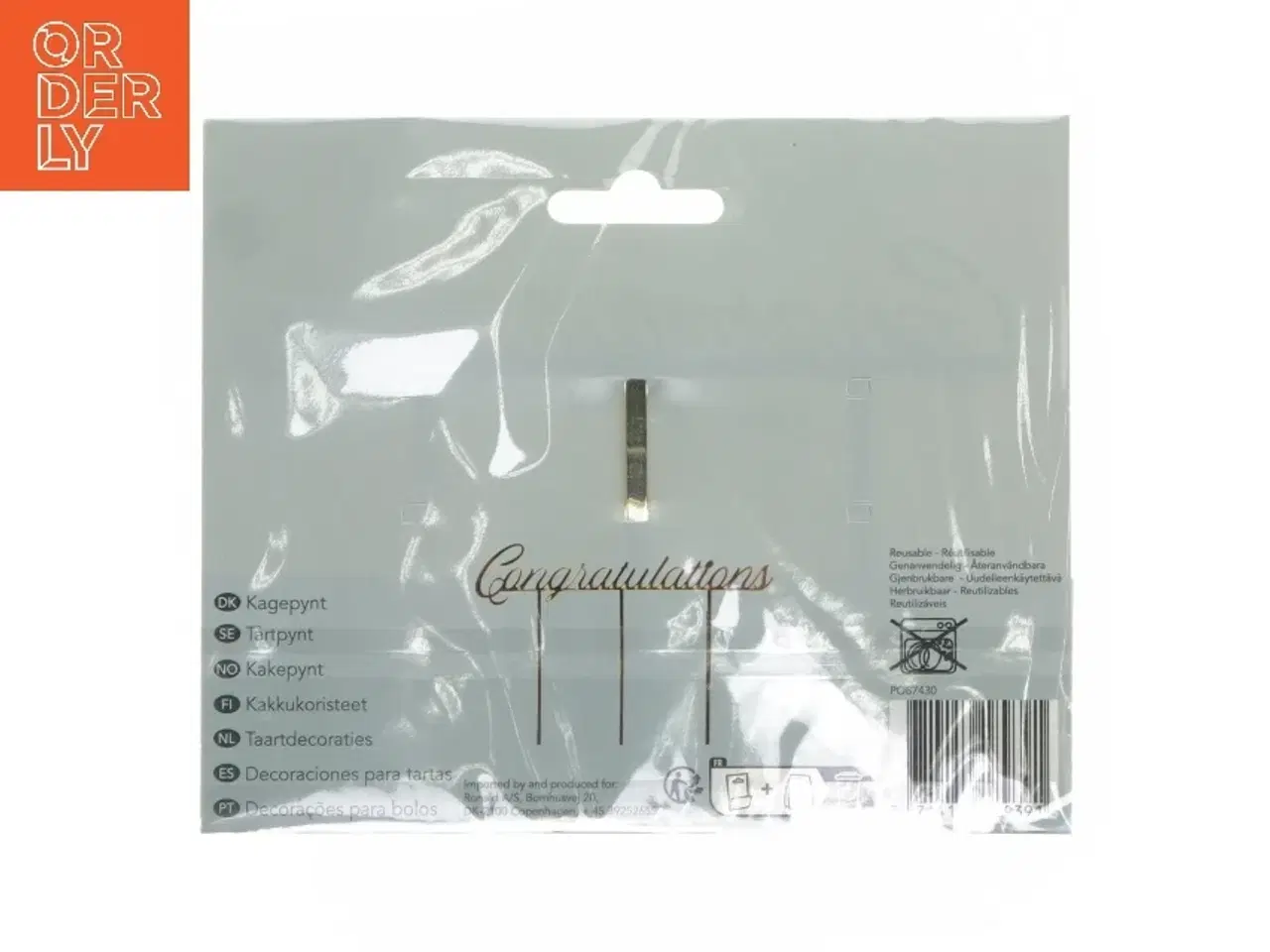 Billede 2 - Kagepynt med tekst &#39;Congratulations&#39; (str. 16x13 cm)