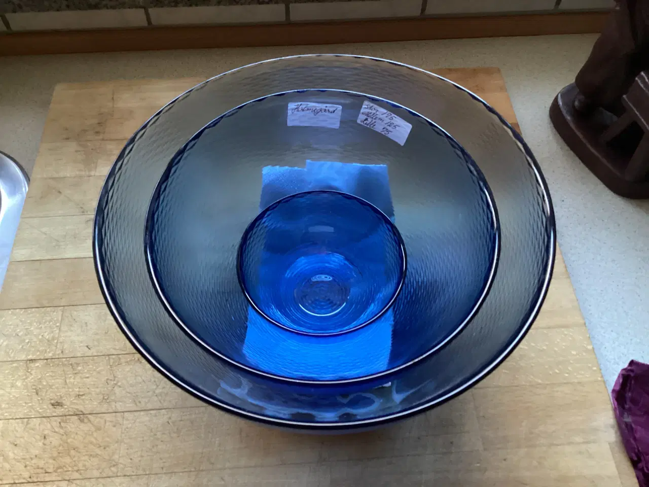 Billede 1 - Holmegård Bordskåle Stor, Mellem, lille (lysblå)