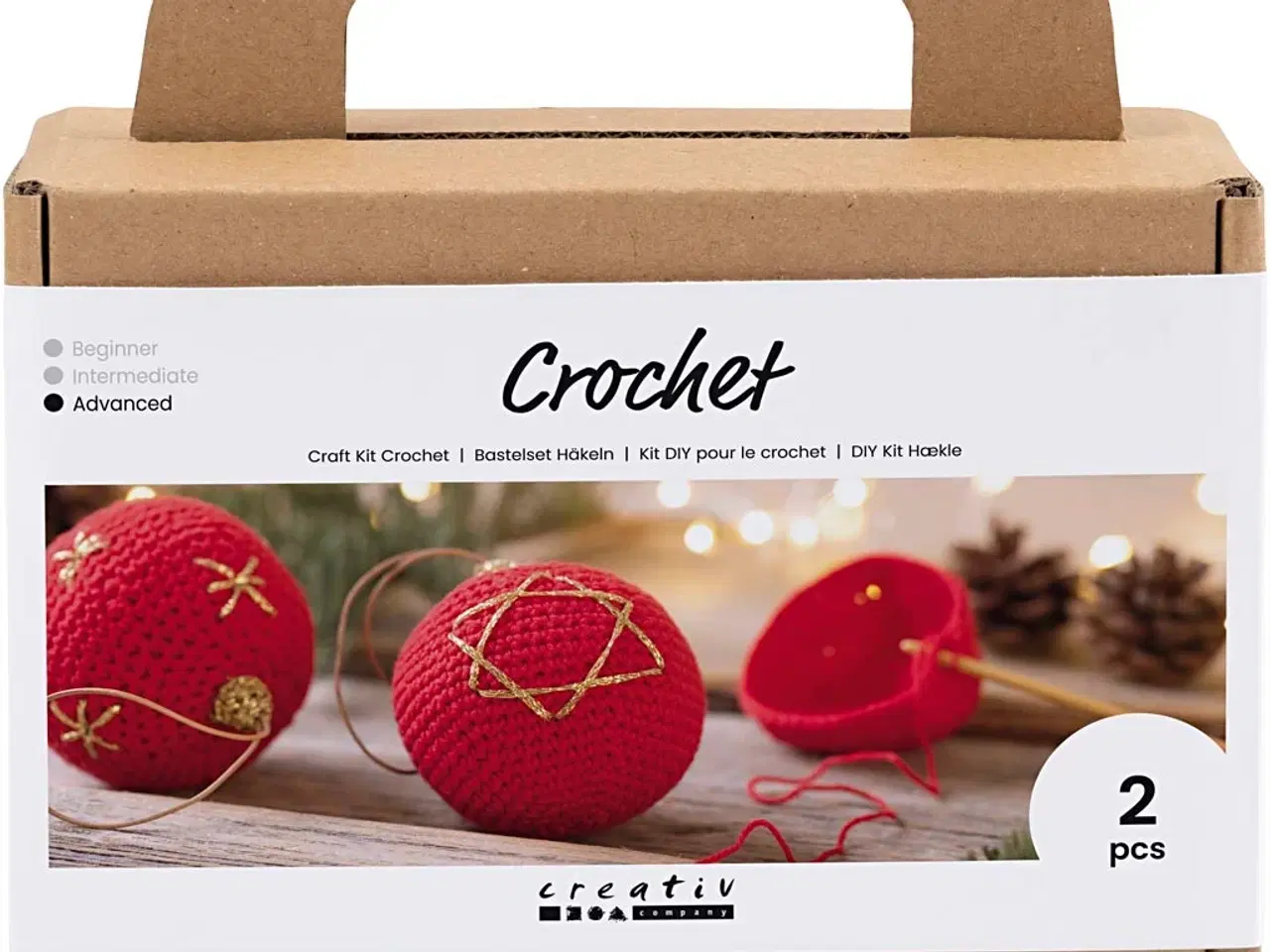 Billede 1 - DIY Kit Hækle, Julekugler, rød, 1 pk.