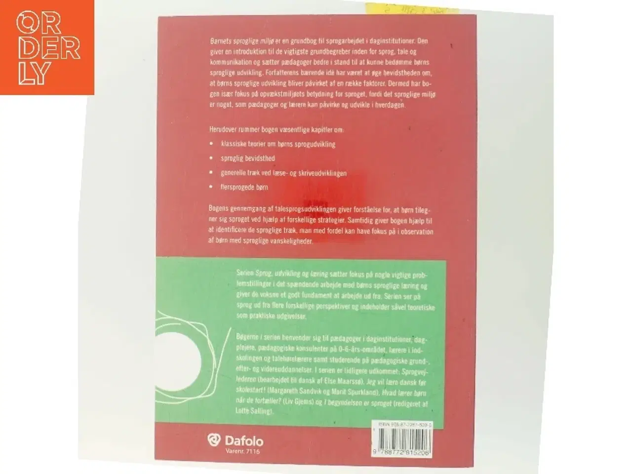 Billede 3 - Barnets sproglige miljø - fra ord til mening af Ann-Katrin Svensson (Bog)