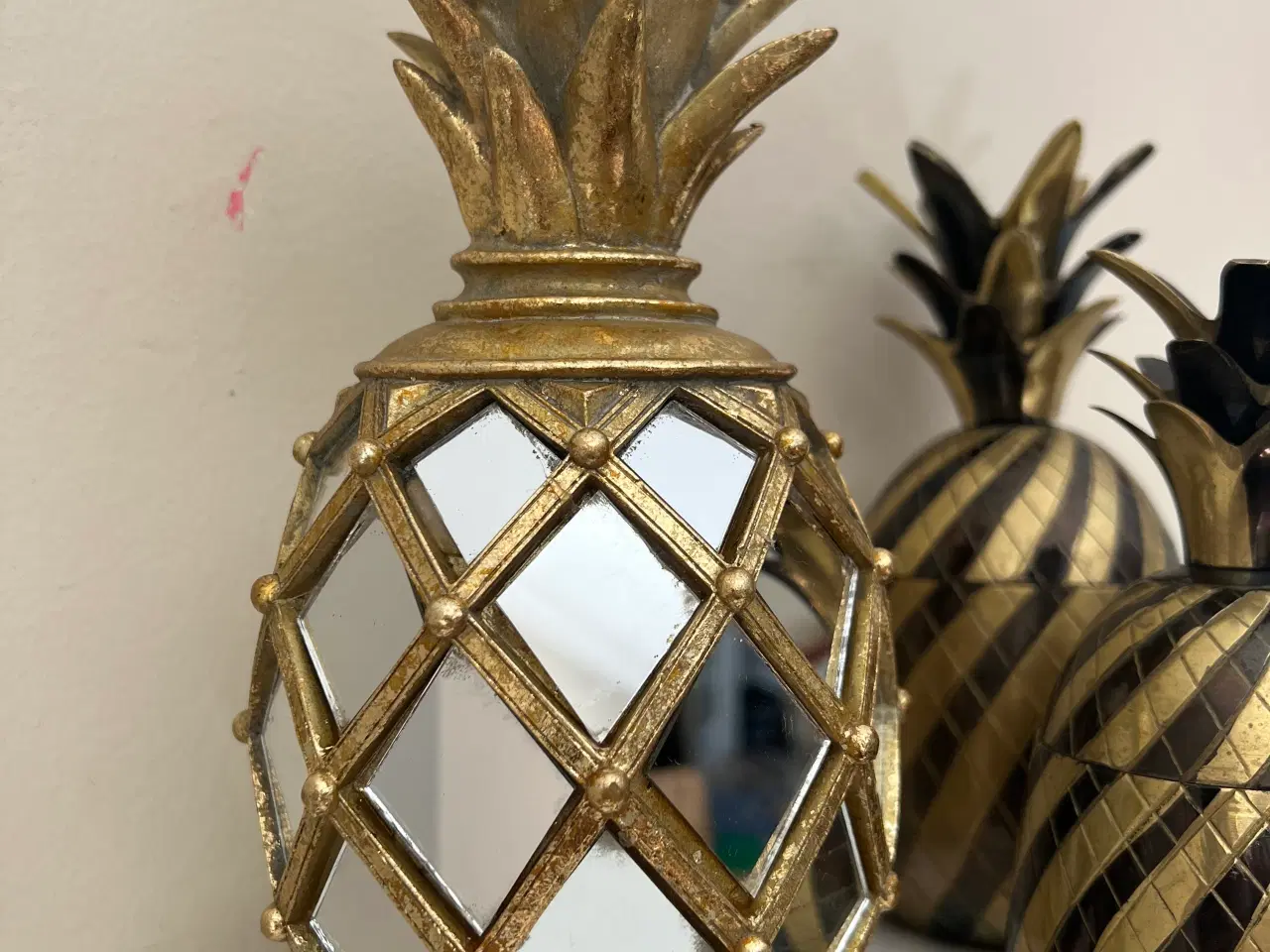 Billede 4 - Smuk ananas lysestage med spejle 