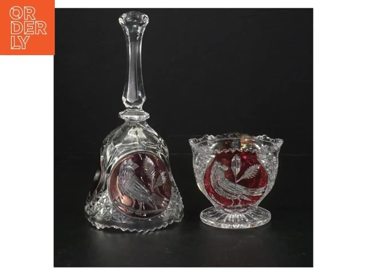 Billede 1 - Bøhmisk krystalglas klokke og skål sæt (str. 8 cm og 20 cm)