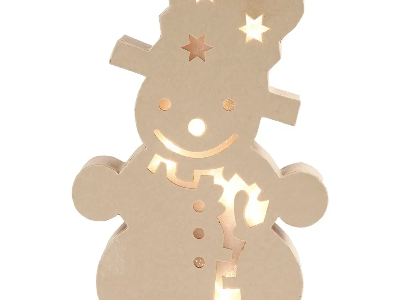 Billede 1 - Papfigur med indbygget lys, snemand, H: 27 cm, D: 4 cm, B: 17,5 cm, 1 stk.