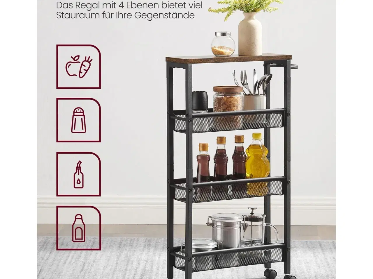 Billede 5 - Rullebord smalt på hjul 4 niveauer, vintage brun/sort