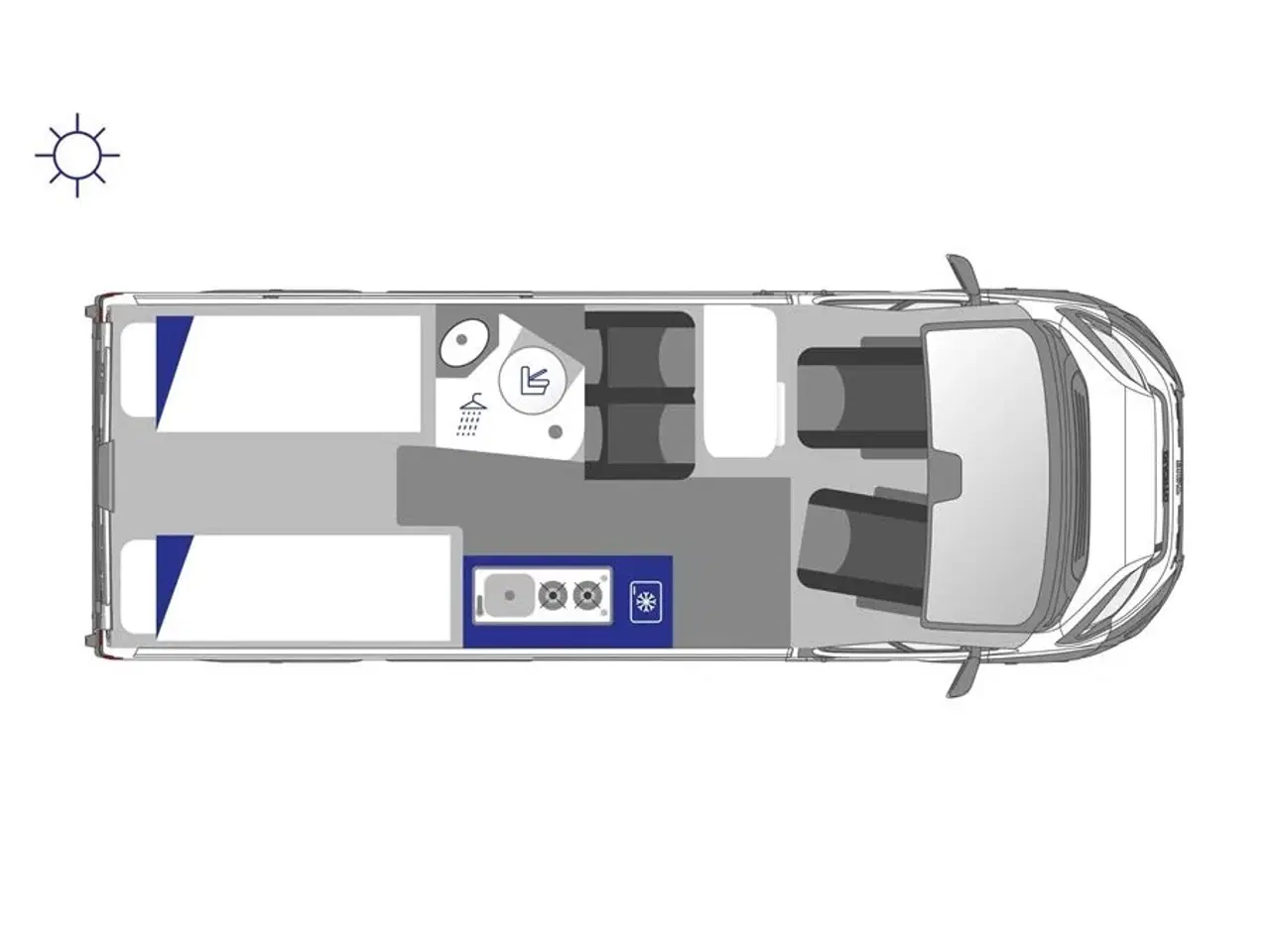 Billede 4 - 2025 - Westfalia Columbus 600 E   Ny 2025 kort model. 140 HK, 8-trins automatgear, adaptiv fartpilot, langsgående soveplads 198/177 * 197