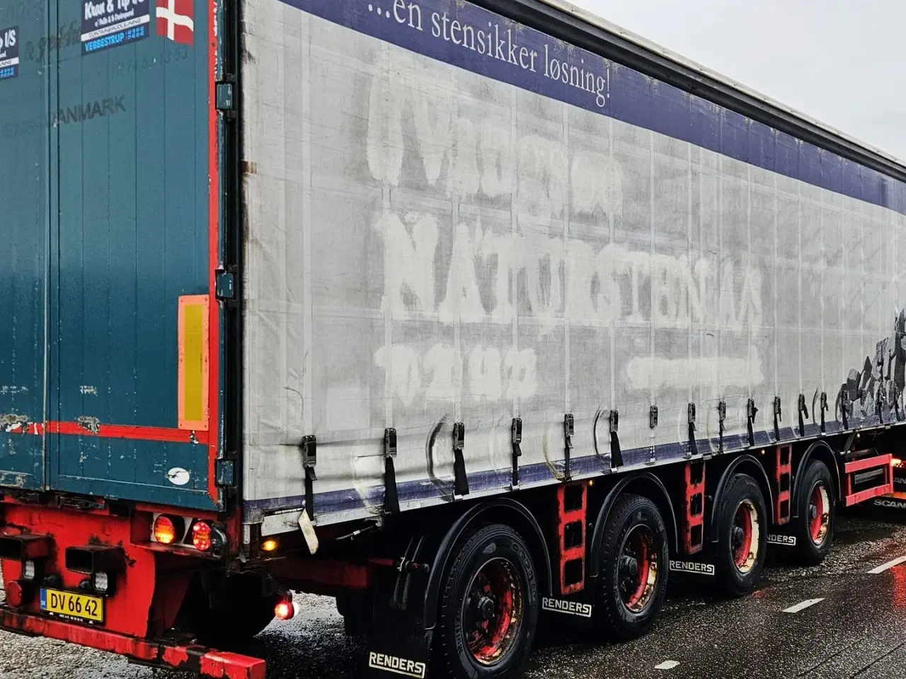 Billede 2 - Renders Gardintrailer / nysynet / 4 drejbare aksler / truckbeslag