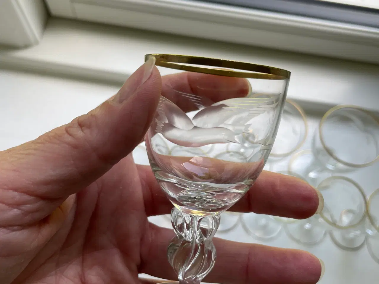 Billede 3 - Mågeglas med guldkant, port- og snapseglas