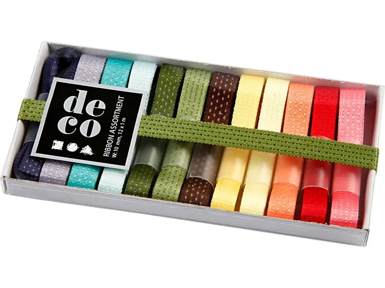 Billede 1 - Dekorationsbånd 10 mm - 12 farver, 1m pr. rulle