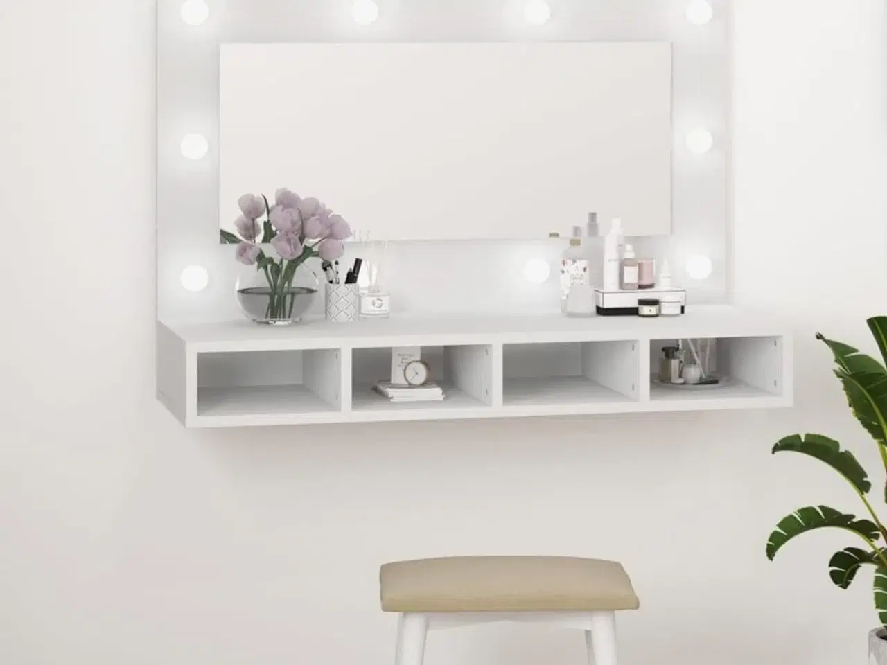 Billede 11 - Spejlskab med LED-lys 90x31,5x62 cm hvid