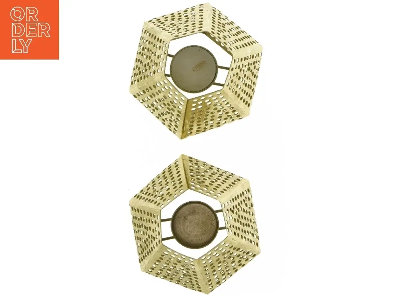 Billede 2 - 2 Perforerede fyrfadsstager i messing(str. Ø 12 cm)