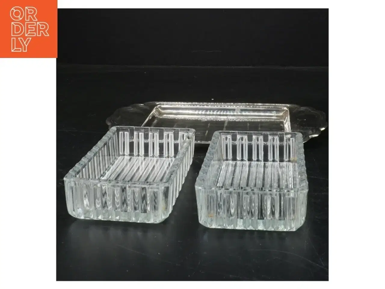 Billede 2 - Glas skålesæt med bakke (str. 23x15 cm)