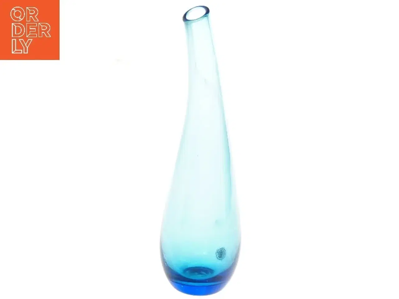 Billede 1 - Blå glasvase (str. 25x7 cm)